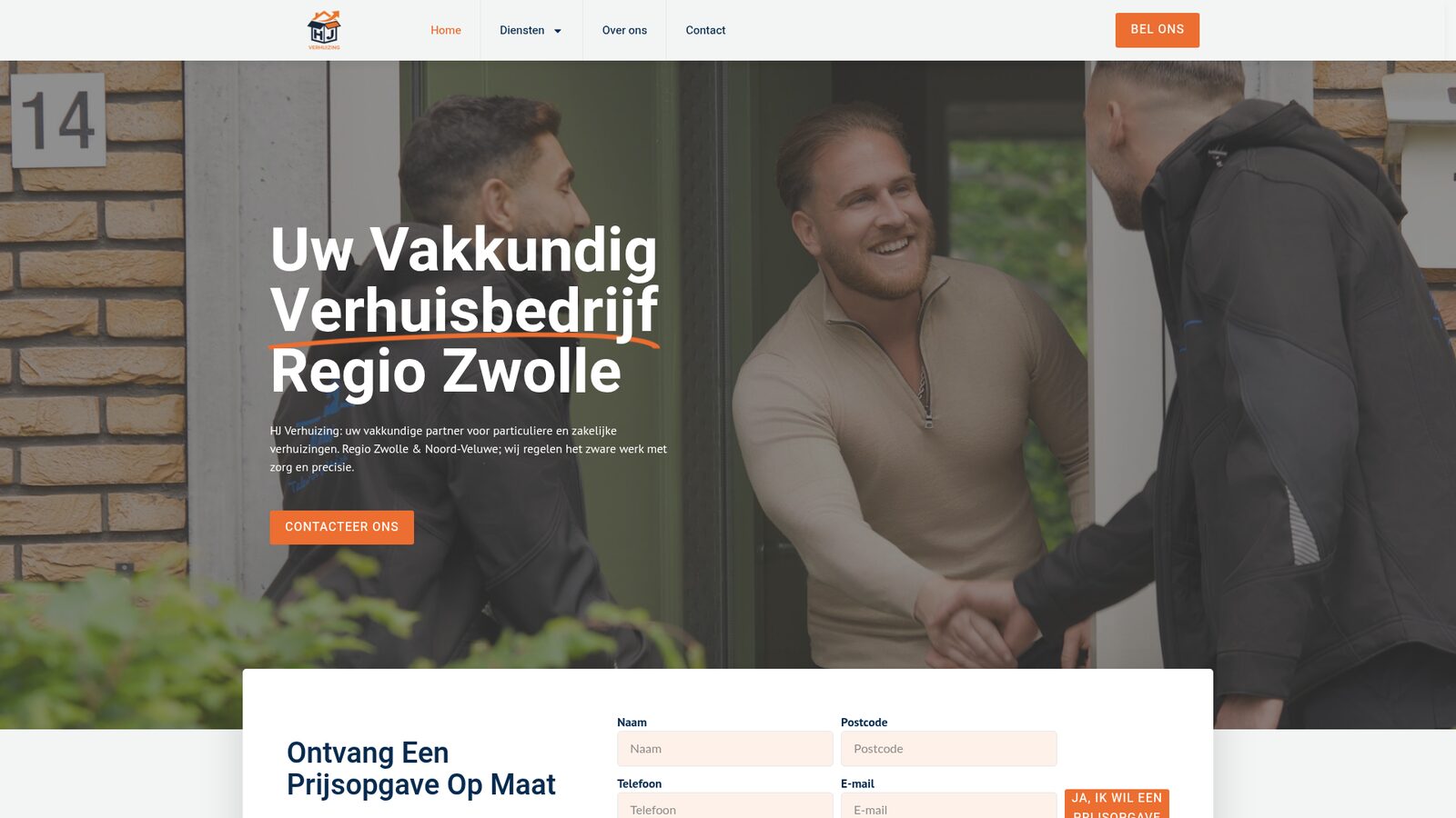Website van HJ Verhuizing